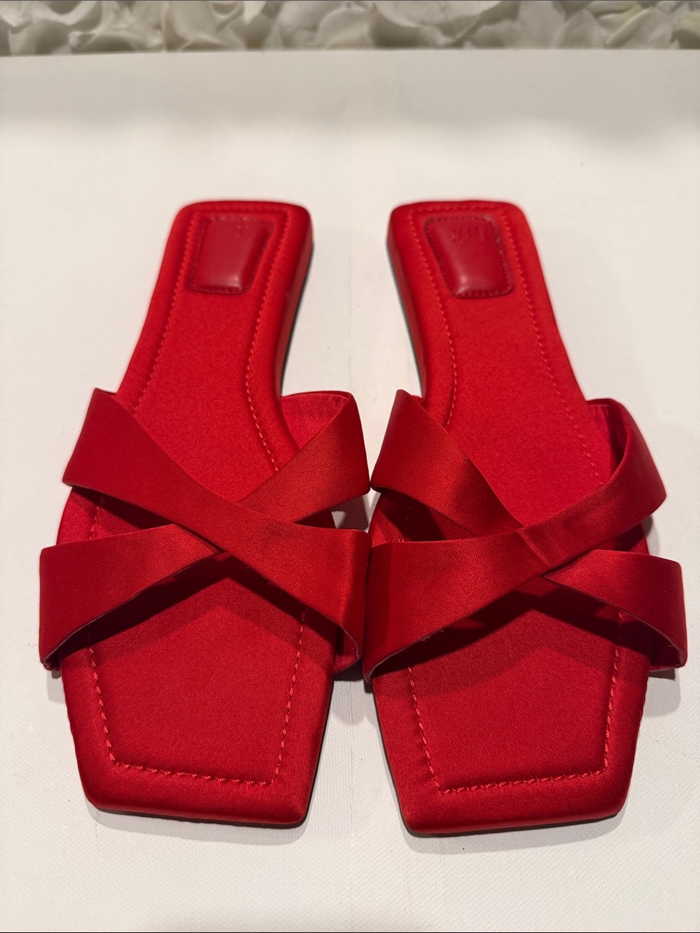 H&M Red Satin Crisscross Slide Sandals - Women's